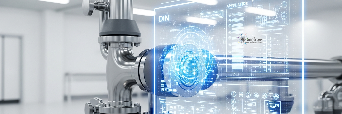 Hierarchische Darstellung der Normungsebenen von nationalen DIN-Normen bis hin zu internationalen ISO-Standards im Facility Management